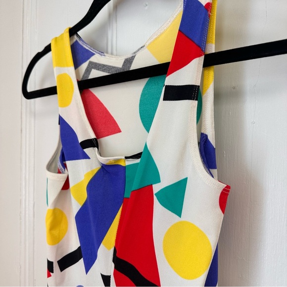 Vintage 90s Stretchy Bright Quirky Graphic Geometric Multicolor Jumpsuit - Picture 7 of 12